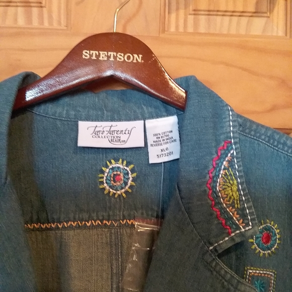 Denuim Jean Embroidered  Jacket Blazer Southwest - Picture 2 of 8